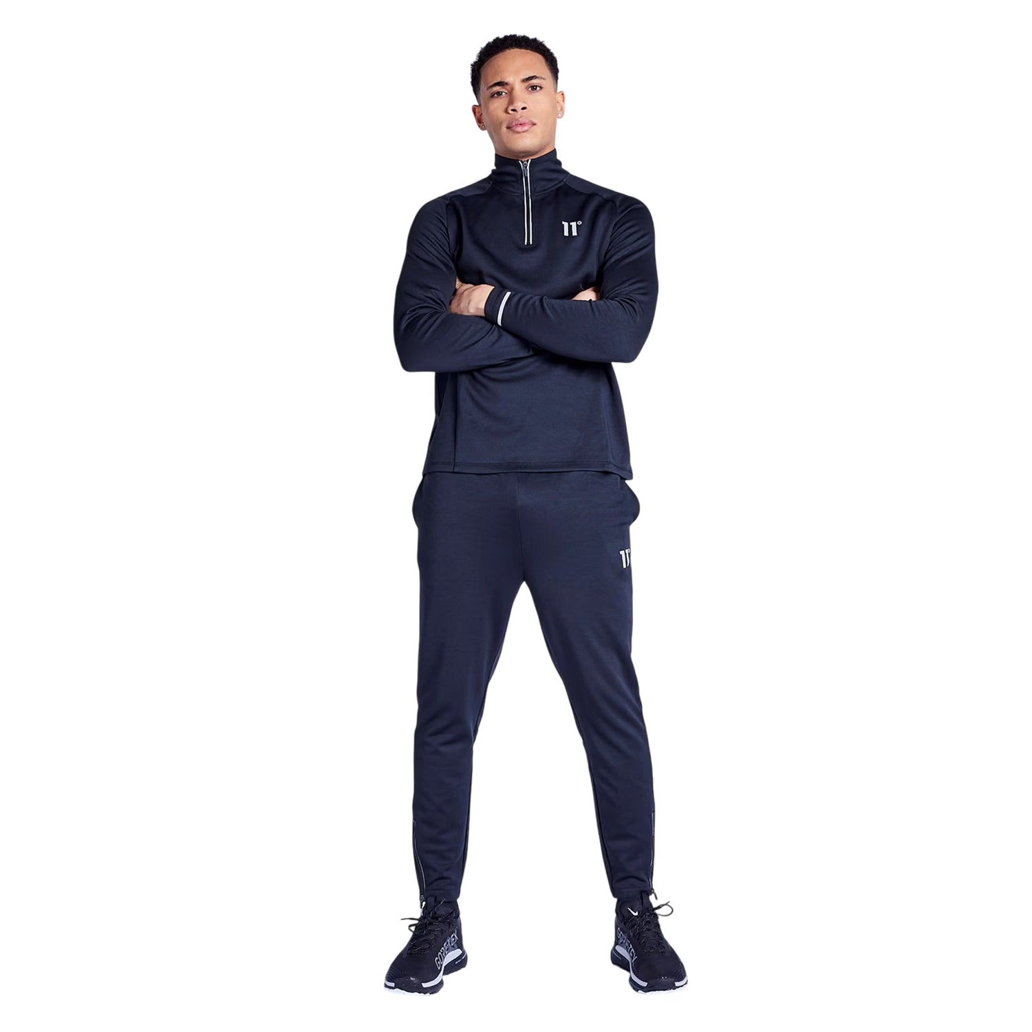 Black - Side - 11 Degrees Mens Oxygen Quarter Zip Long-Sleeved Top