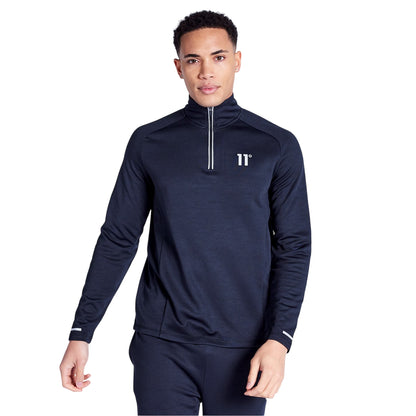 Black - Front - 11 Degrees Mens Oxygen Quarter Zip Long-Sleeved Top
