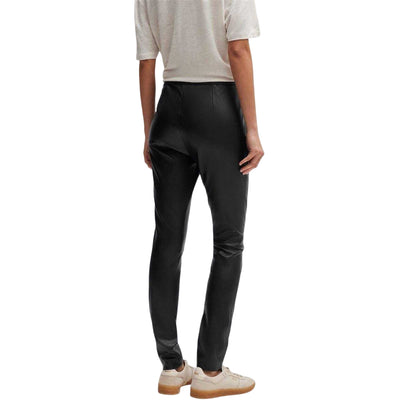 Black - Back - Boss Womens-Ladies Taslimah Wet Look Skinny Trousers