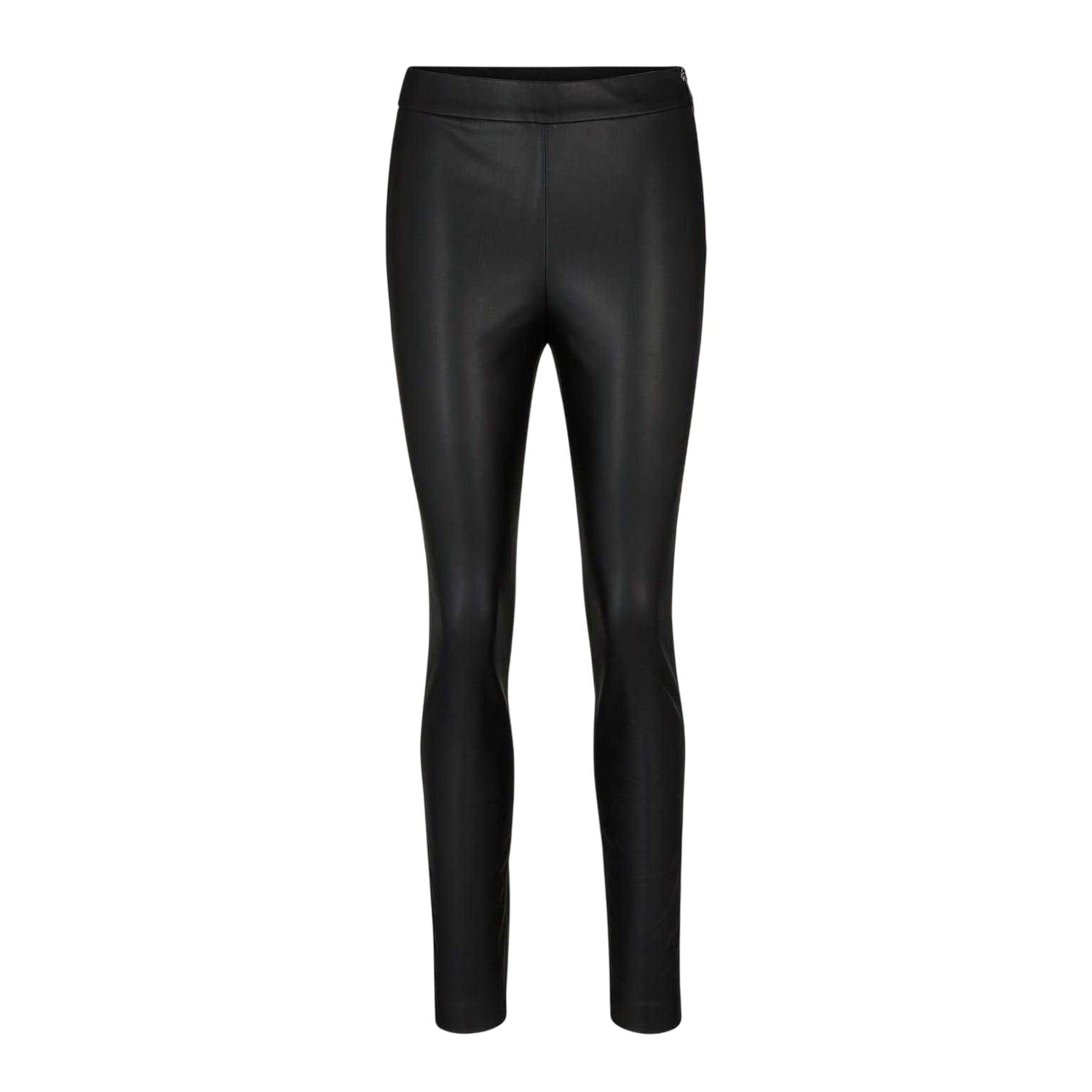 Black - Front - Boss Womens-Ladies Taslimah Wet Look Skinny Trousers