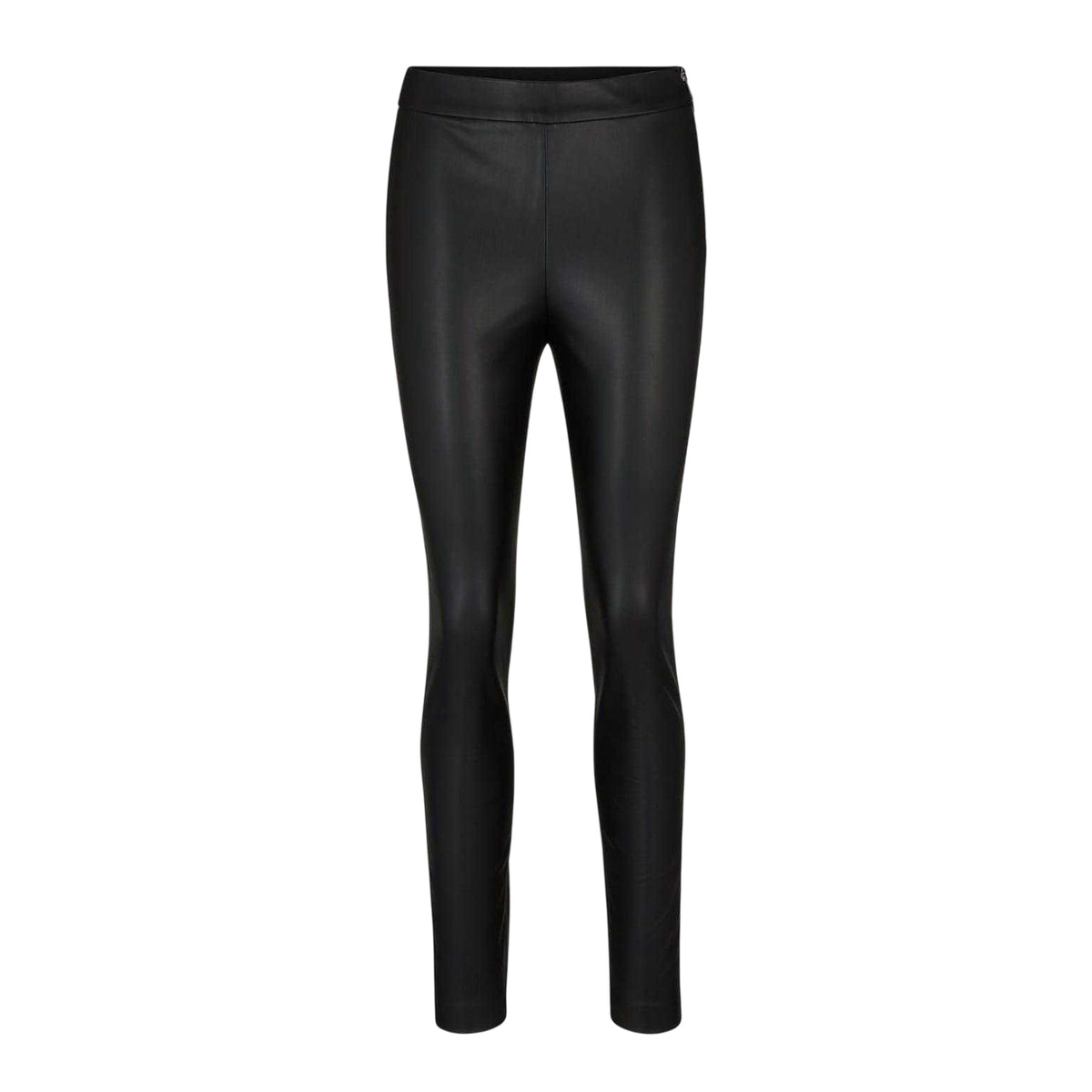 Black - Front - Boss Womens-Ladies Taslimah Wet Look Skinny Trousers