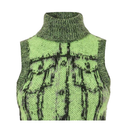 Lime Punch - Back - Diesel Womens-Ladies Sifnos Abstract Knitted Turtle Neck Vest Top