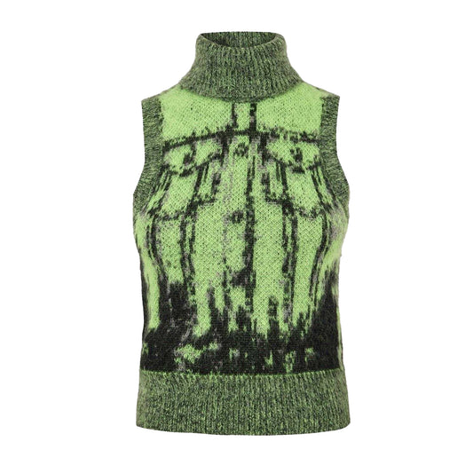 Lime Punch - Front - Diesel Womens-Ladies Sifnos Abstract Knitted Turtle Neck Vest Top