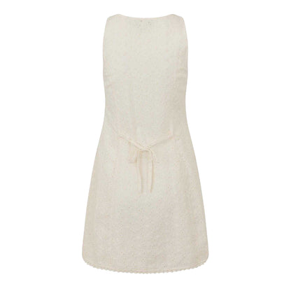 Vintage White - Back - Jack Wills Womens-Ladies Broderie Crochet Detail Summer Mini Dress