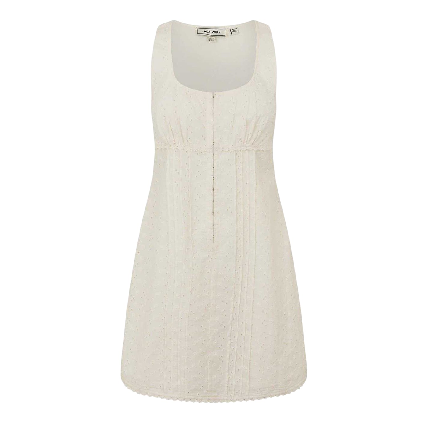 Vintage White - Front - Jack Wills Womens-Ladies Broderie Crochet Detail Summer Mini Dress