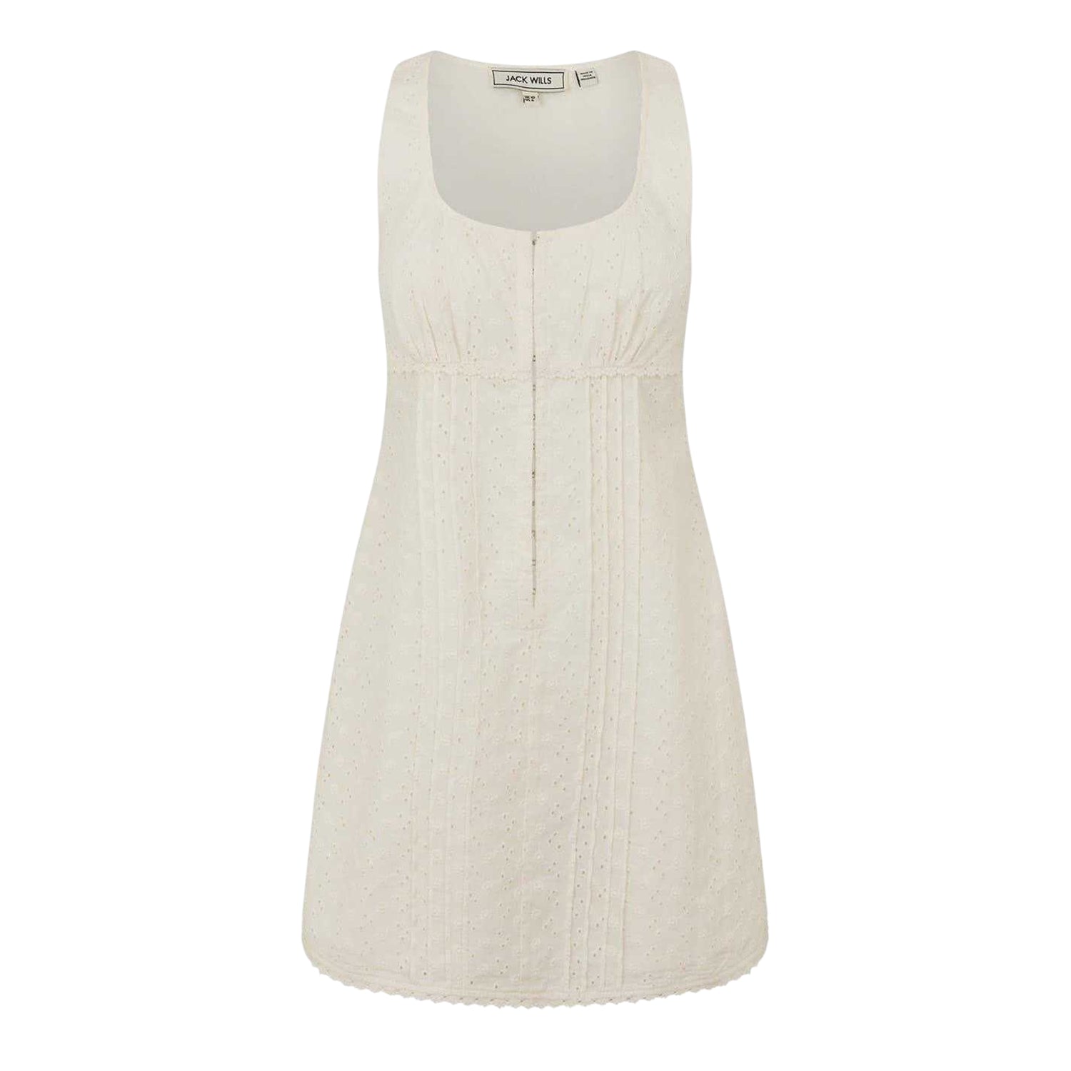 Vintage White - Front - Jack Wills Womens-Ladies Broderie Crochet Detail Summer Mini Dress