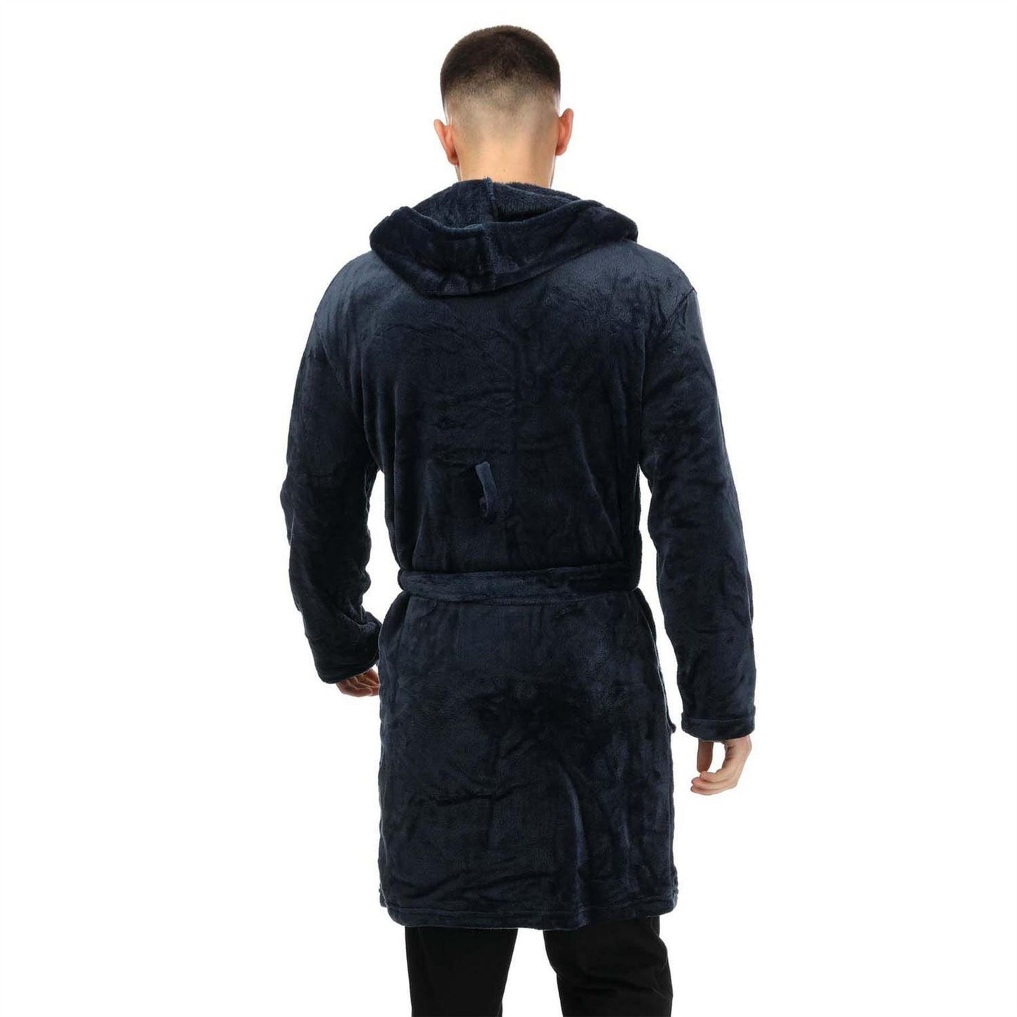 Navy - Back - Farah Mens Plain Polyester Dressing Gown