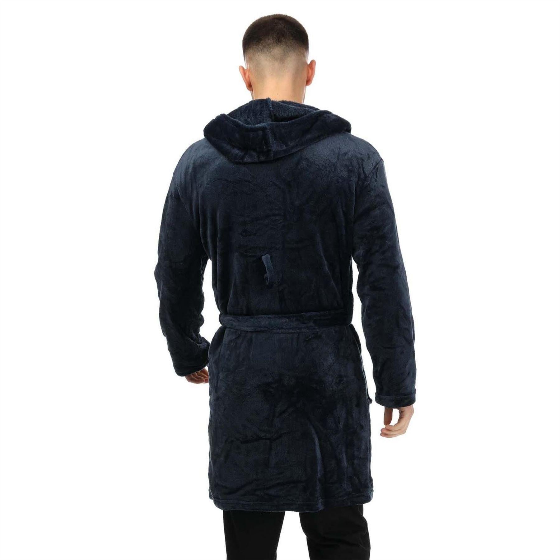 Navy - Back - Farah Mens Plain Polyester Dressing Gown
