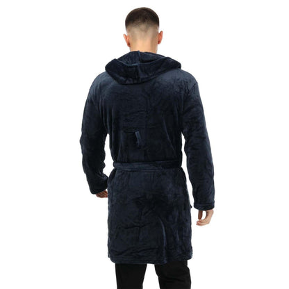 Navy - Back - Farah Mens Plain Polyester Dressing Gown