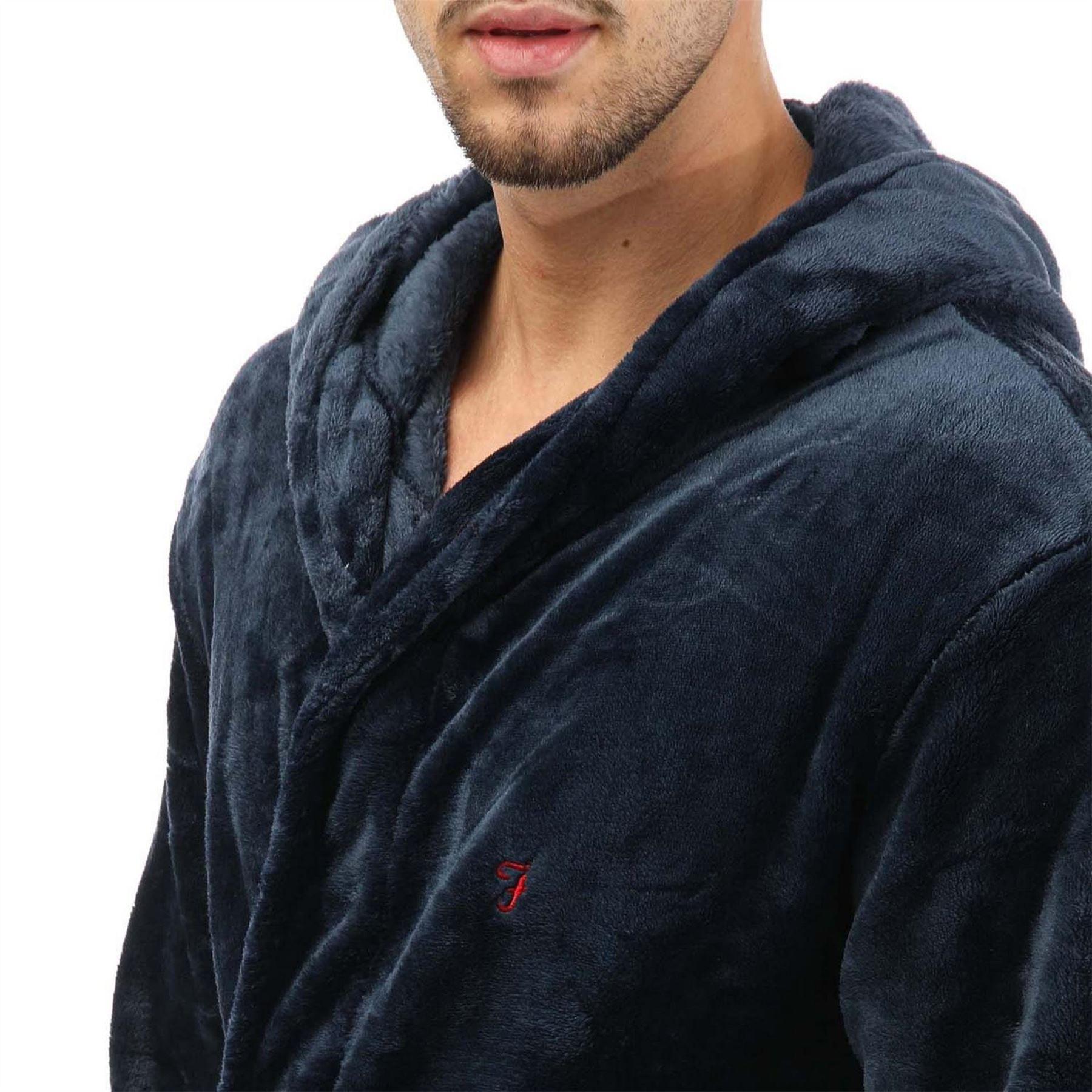 Navy - Lifestyle - Farah Mens Plain Polyester Dressing Gown