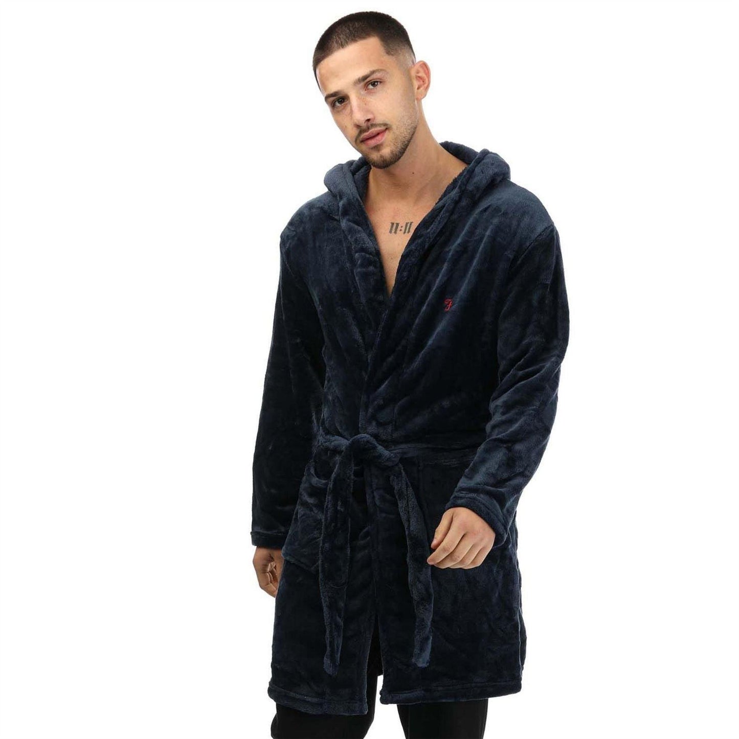 Navy - Front - Farah Mens Plain Polyester Dressing Gown