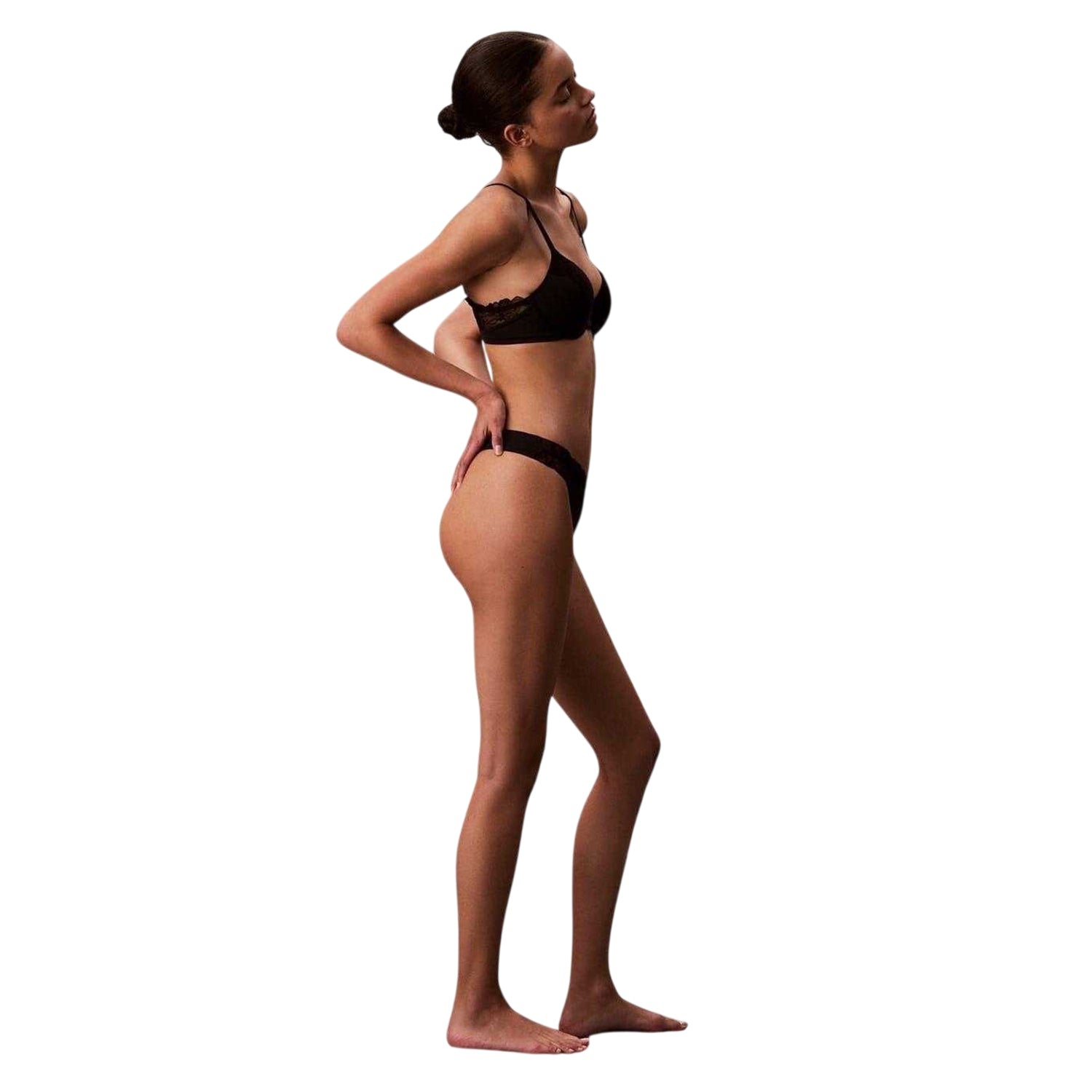 Black - Side - Calvin Klein Womens-Ladies Floral Pattern Thong
