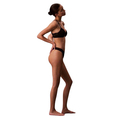 Black - Side - Calvin Klein Womens-Ladies Floral Pattern Thong