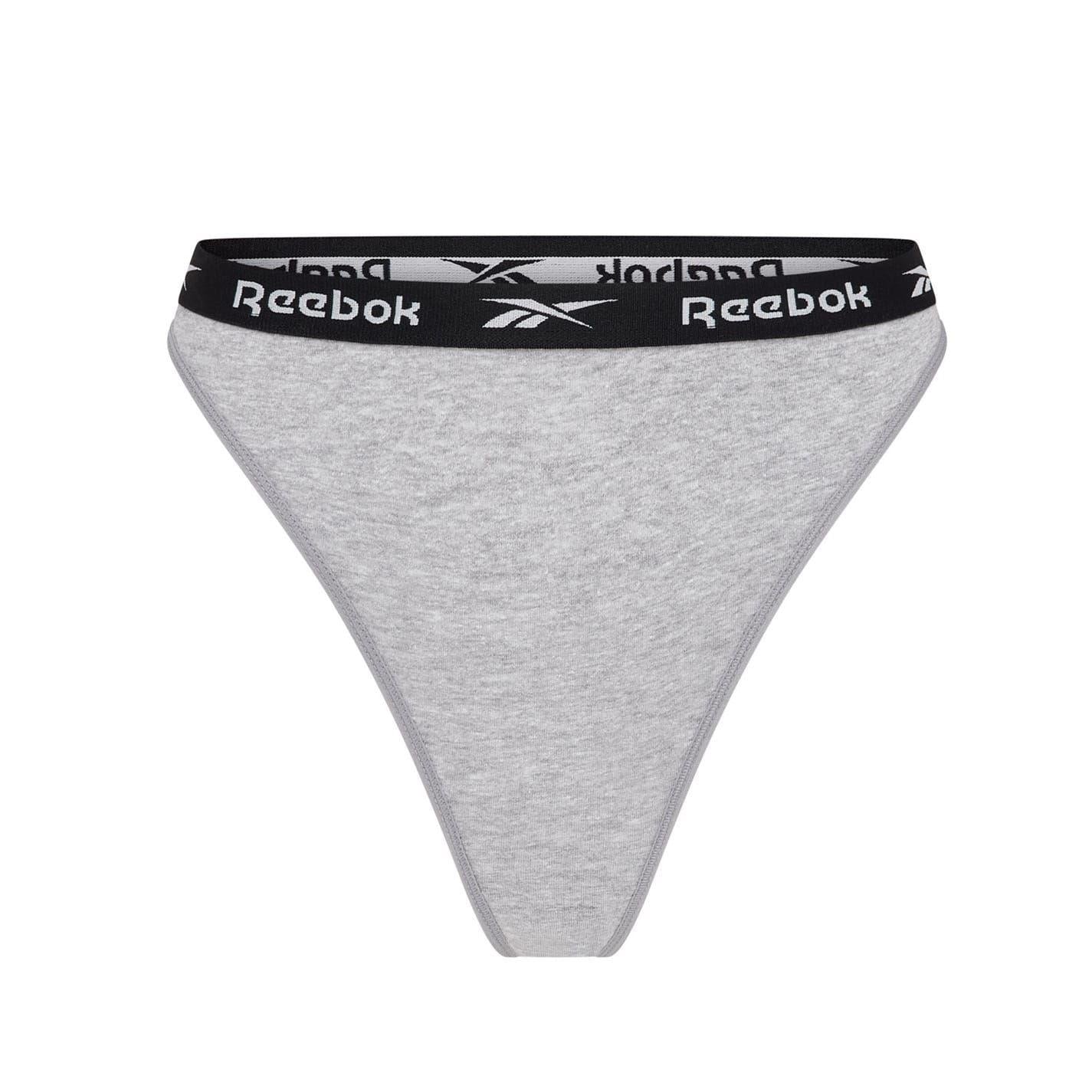 Black-White-Grey - Lifestyle - Reebok Womens-Ladies Logo Thong