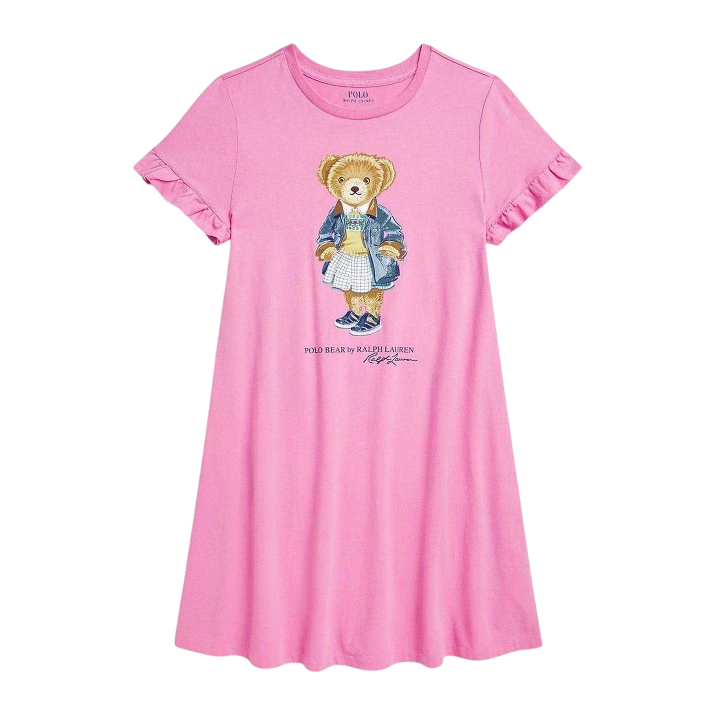 Pink - Front - Ralph Lauren Girls Polo Bear Cotton Dress
