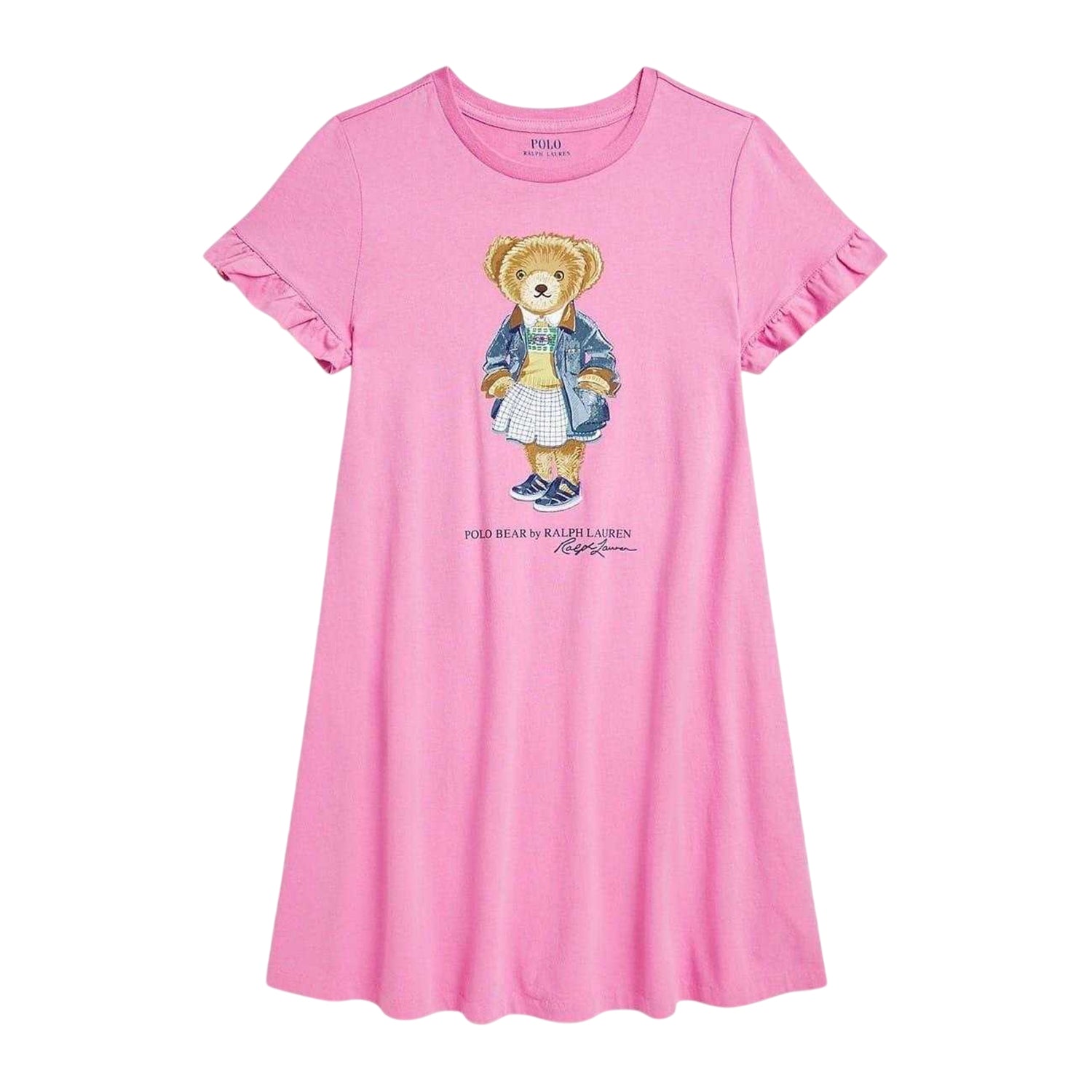 Pink - Front - Ralph Lauren Girls Polo Bear Cotton Dress
