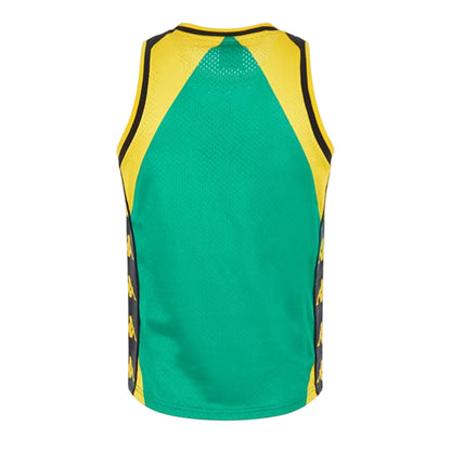 Bright Yellow-Black - Back - Kappa Mens Ribbed Mesh Crew Neck Sleeveless Vest Top