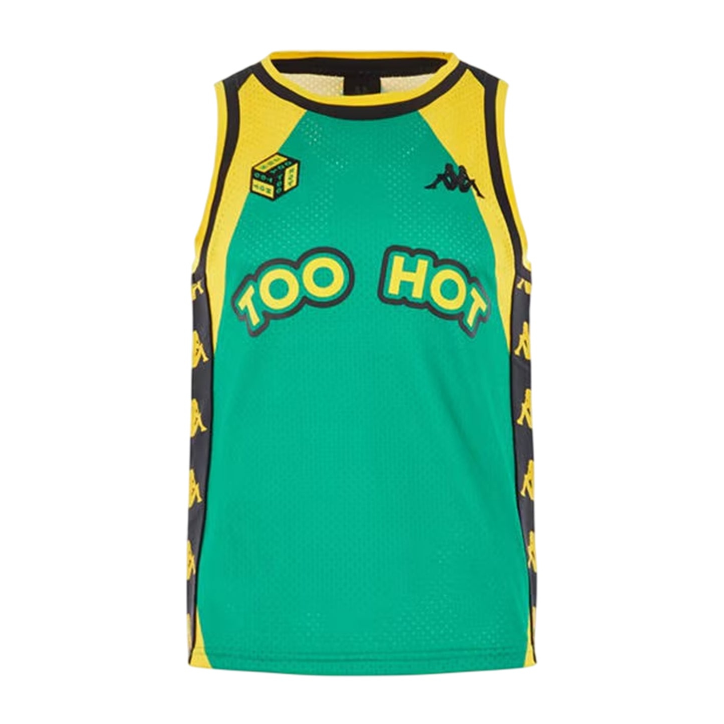 Bright Yellow-Black - Front - Kappa Mens Ribbed Mesh Crew Neck Sleeveless Vest Top