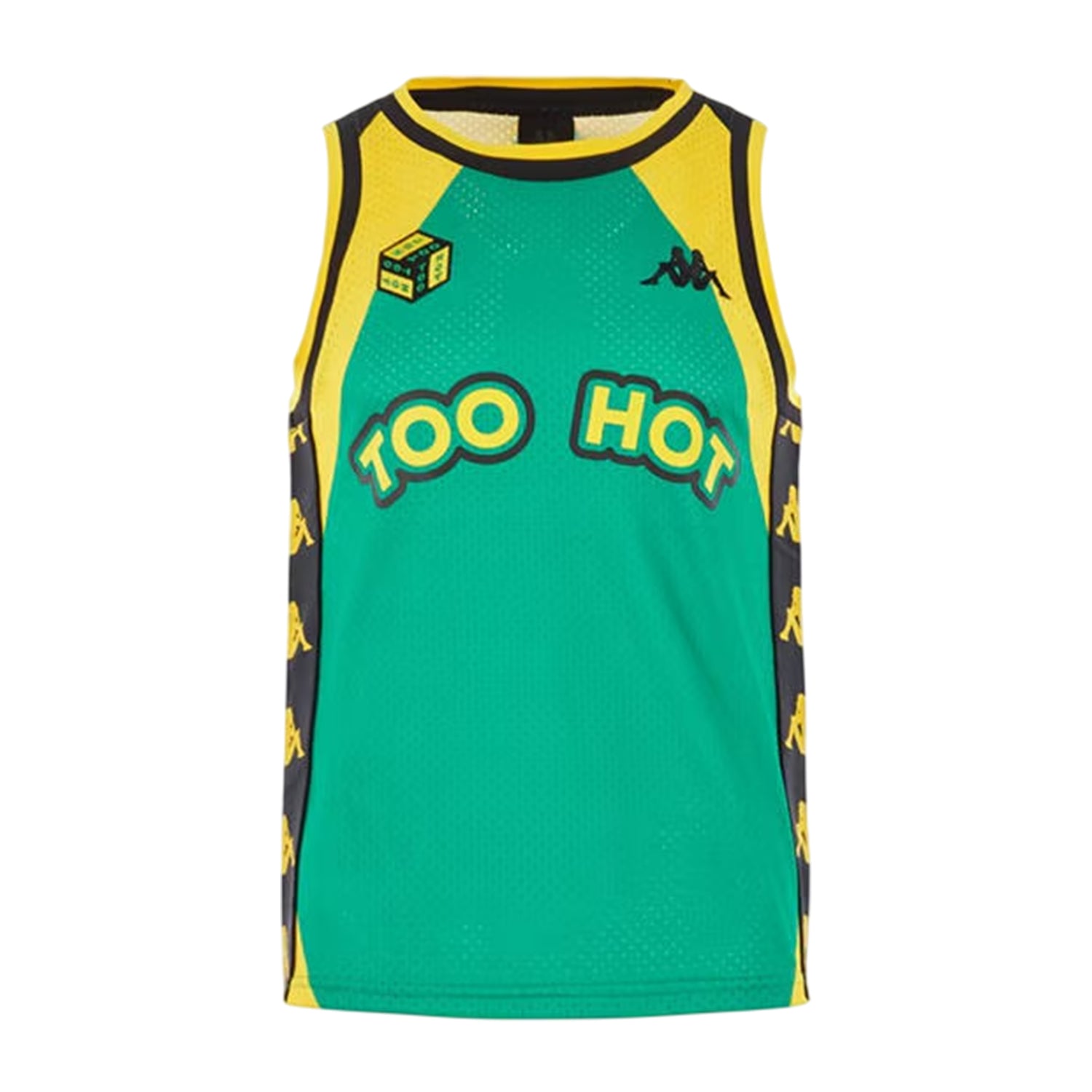 Bright Yellow-Black - Front - Kappa Mens Ribbed Mesh Crew Neck Sleeveless Vest Top