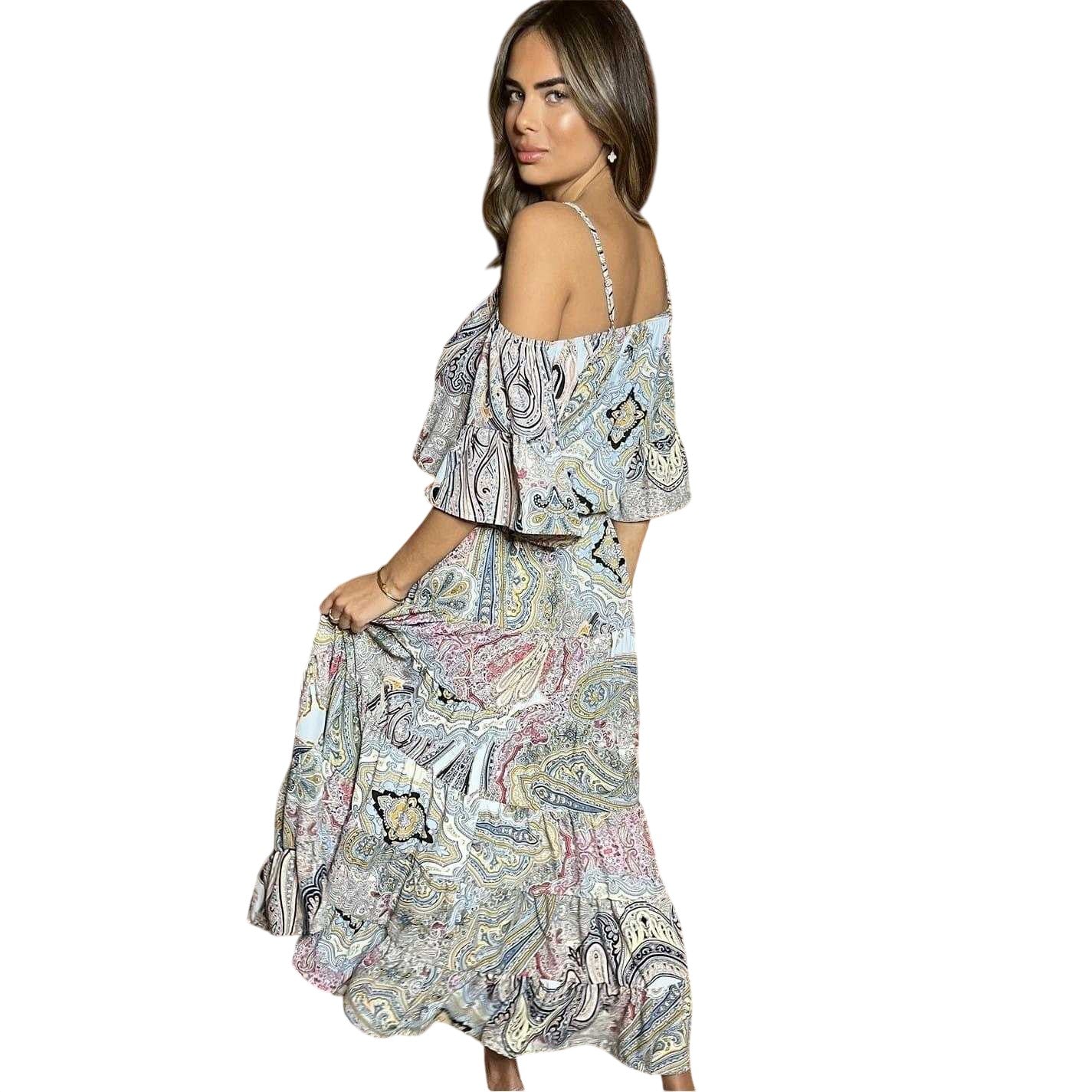 Multicoloured - Back - AX Paris Womens-Ladies Paisley Cold Shoulder Smock Dress