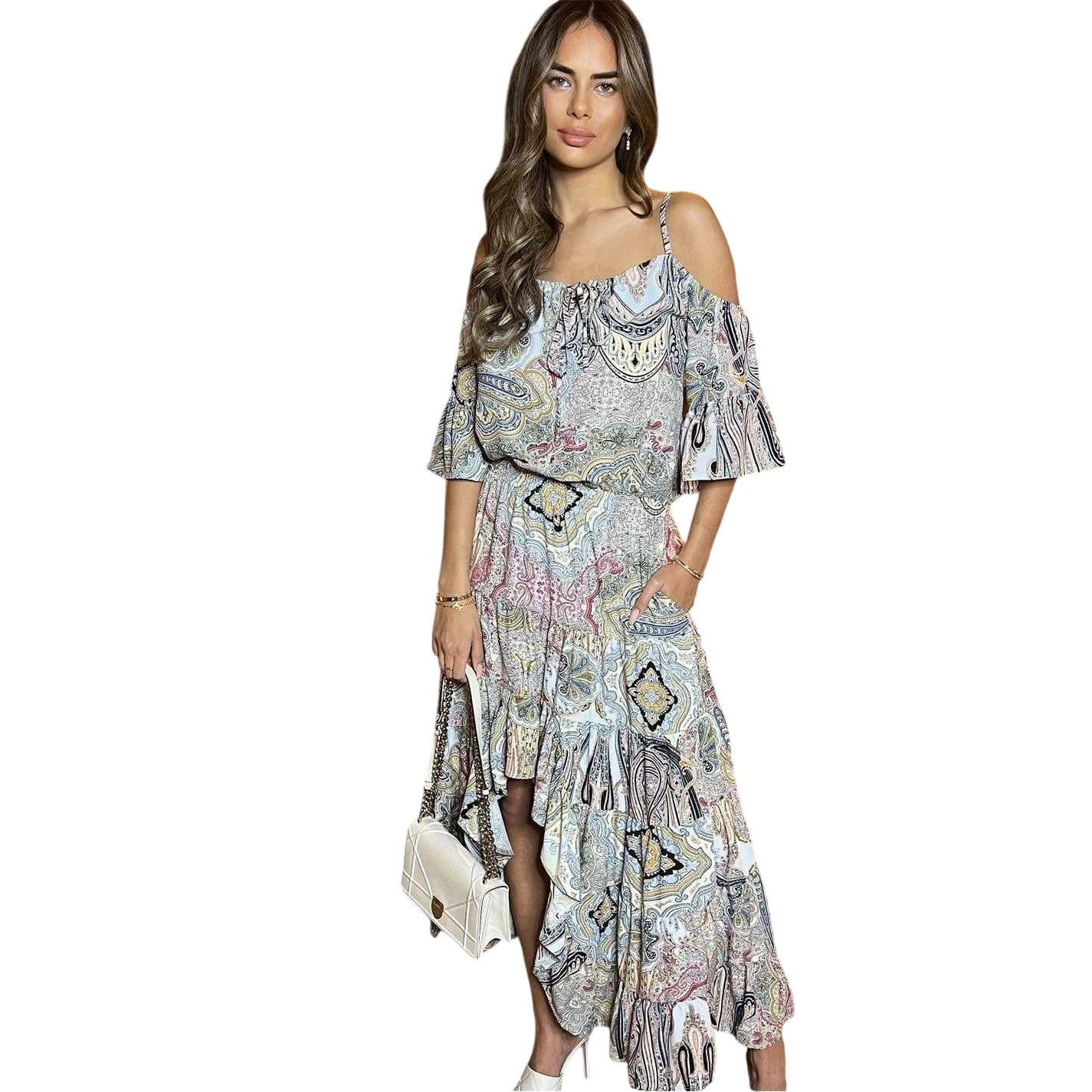 Multicoloured - Side - AX Paris Womens-Ladies Paisley Cold Shoulder Smock Dress