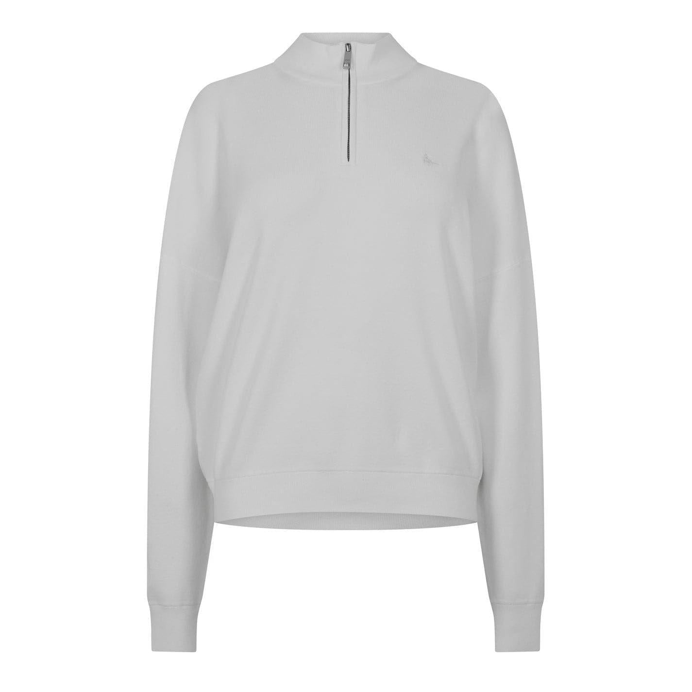 Vintage White - Front - Jack Wills Womens-Ladies Knitted Quarter Zip Jumper