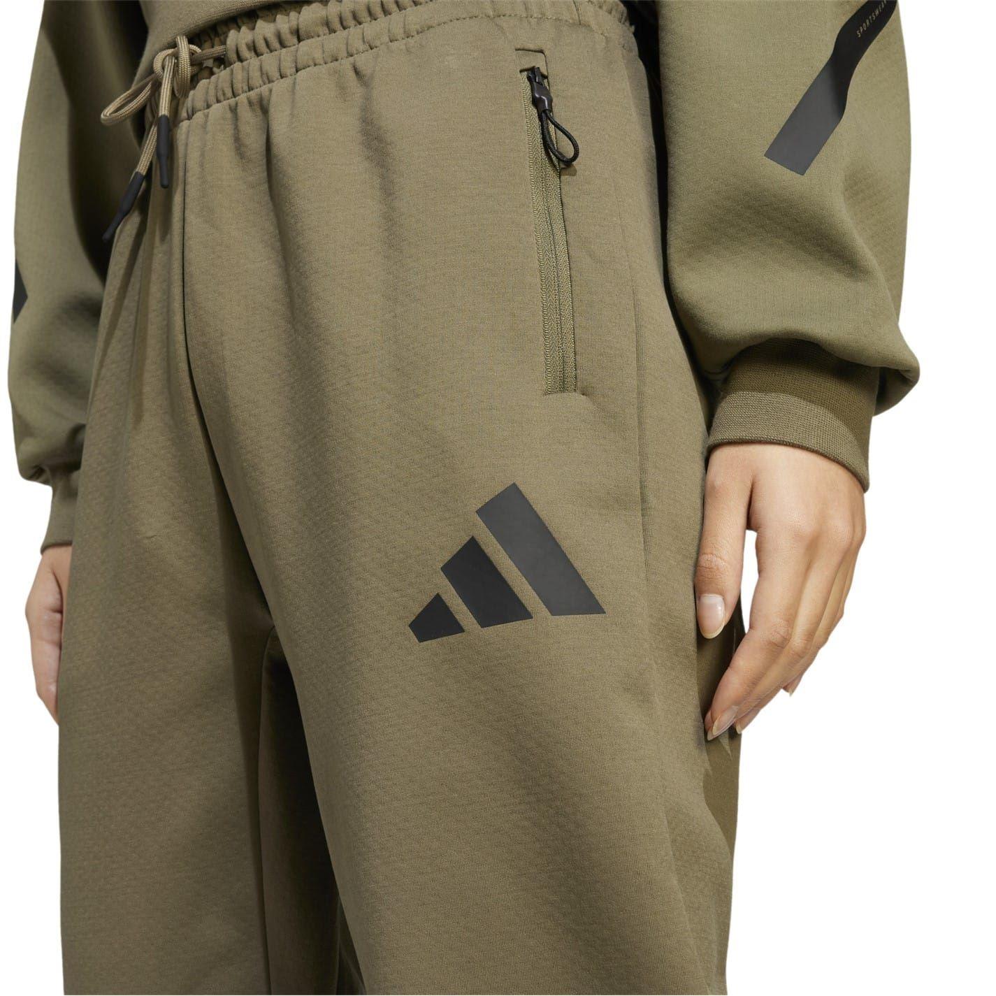 Olive Strata - Side - Adidas Womens-Ladies Z.N.E. Jogging Bottoms