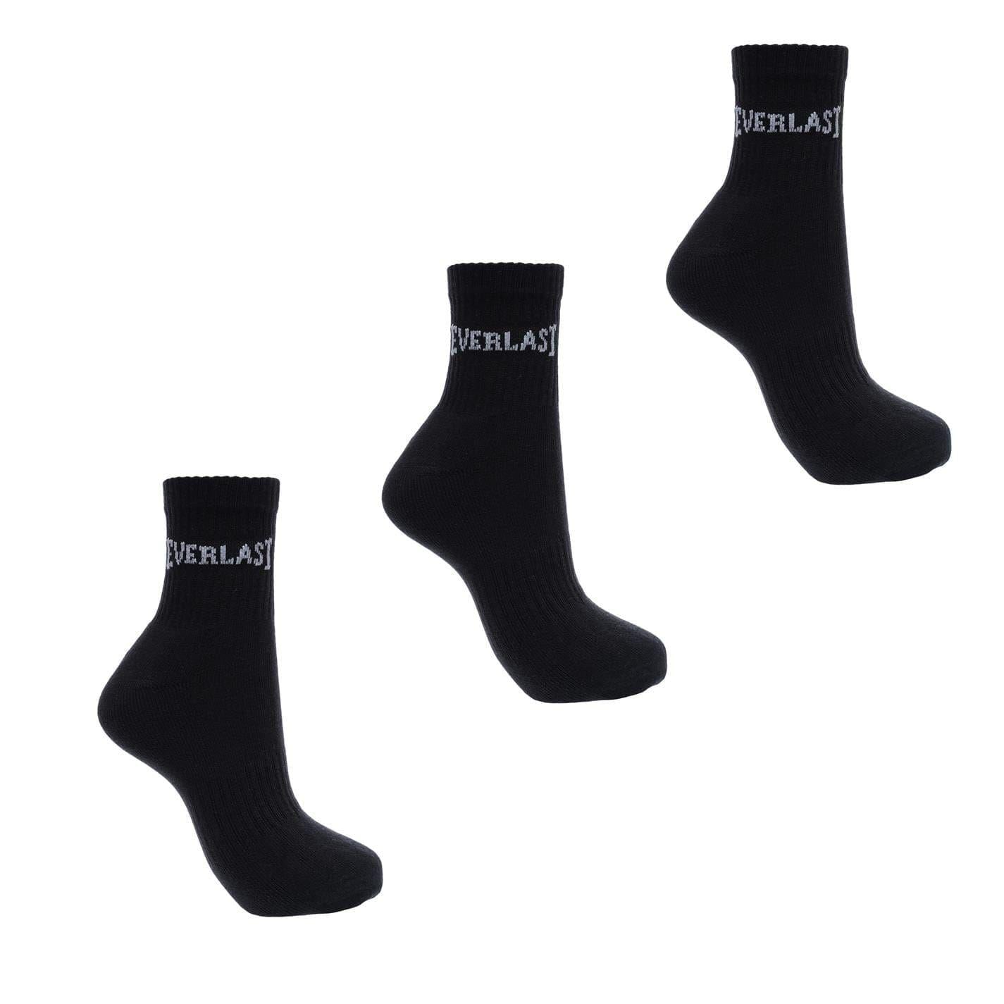 Black - Front - Everlast Mens Logo Quarter Socks (Pack of 3)