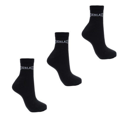 Black - Front - Everlast Mens Logo Quarter Socks (Pack of 3)
