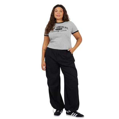Black - Lifestyle - Brave Soul Womens-Ladies Plus Cargo Trousers