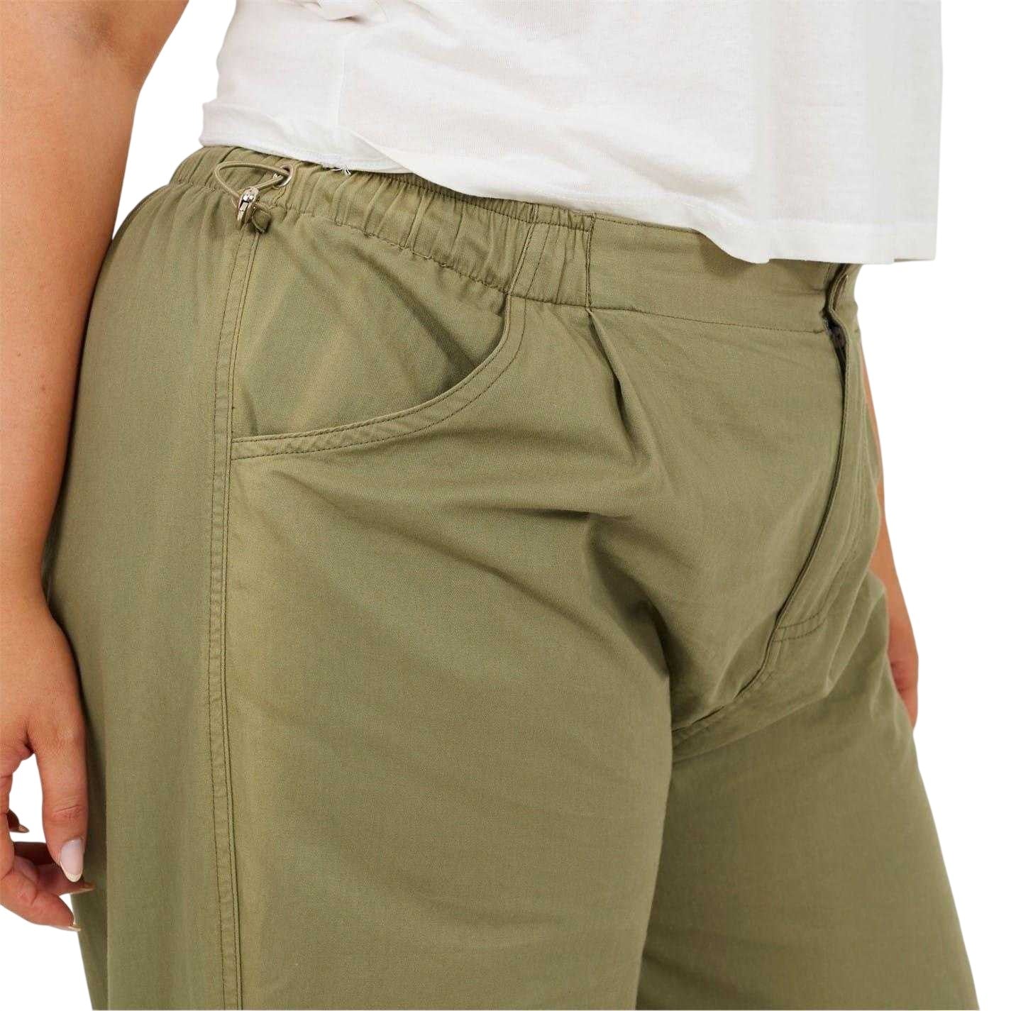 Khaki Green - Side - Brave Soul Womens-Ladies Plus Cargo Trousers