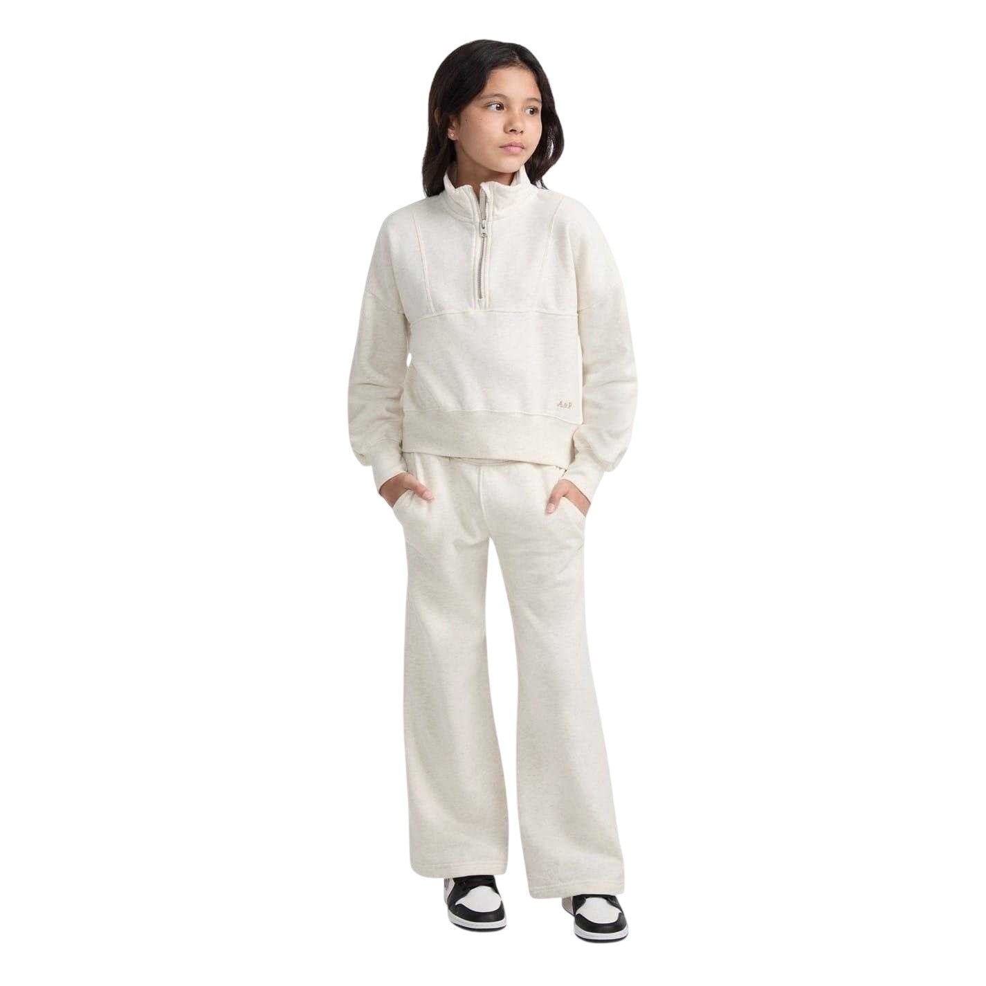 Oatmeal - Side - Abercrombie & Fitch Childrens-Kids Essential Fleece Sweatshirt