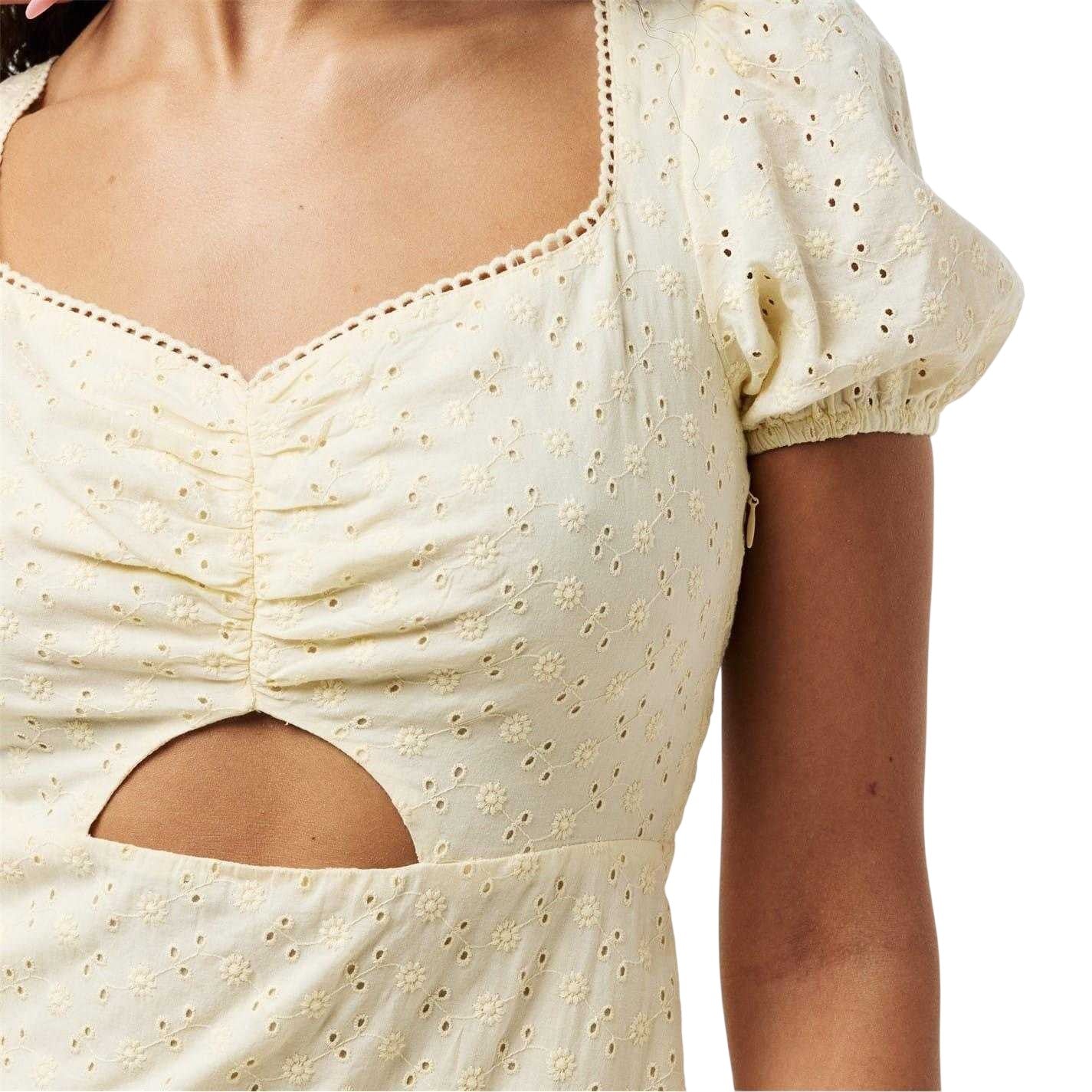 Buttercream - Side - Jack Wills Womens-Ladies Balloon Sleeve Mini Dress