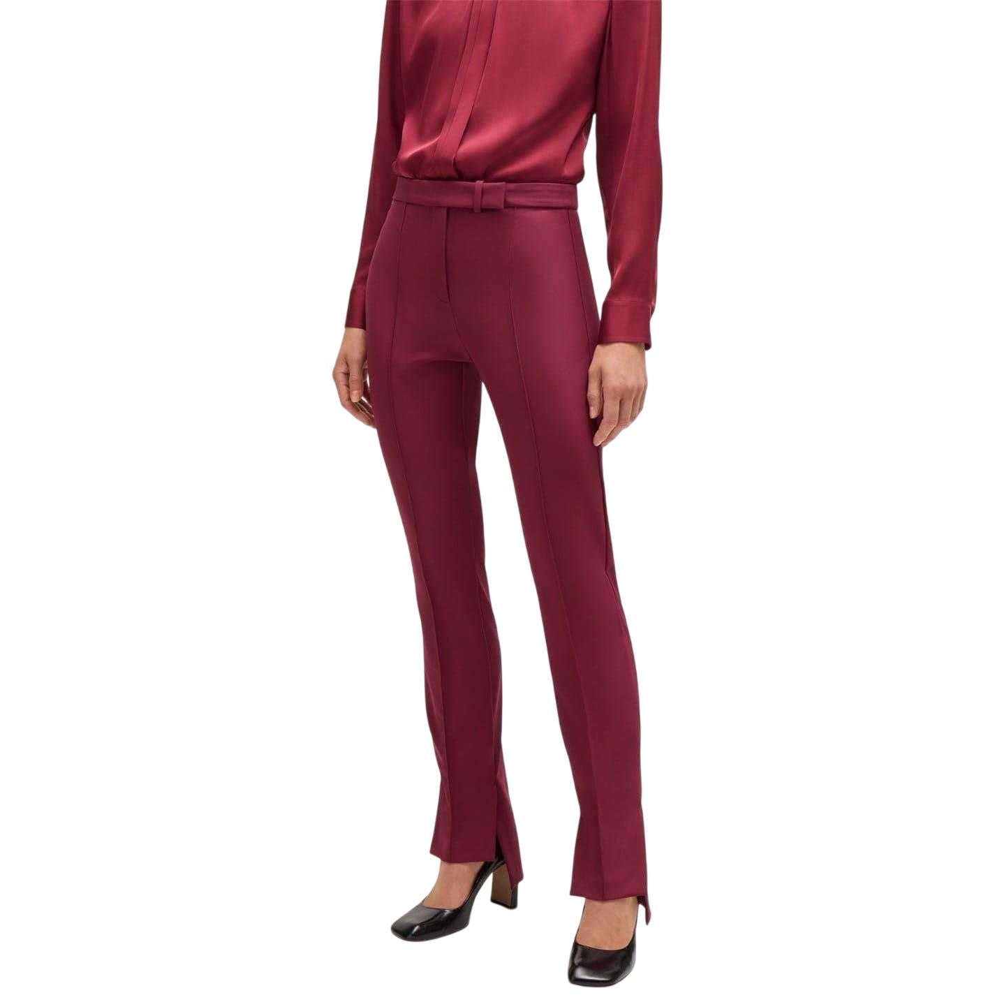 Dark Red - Lifestyle - Boss Womens-Ladies Tizena High Waist Trousers