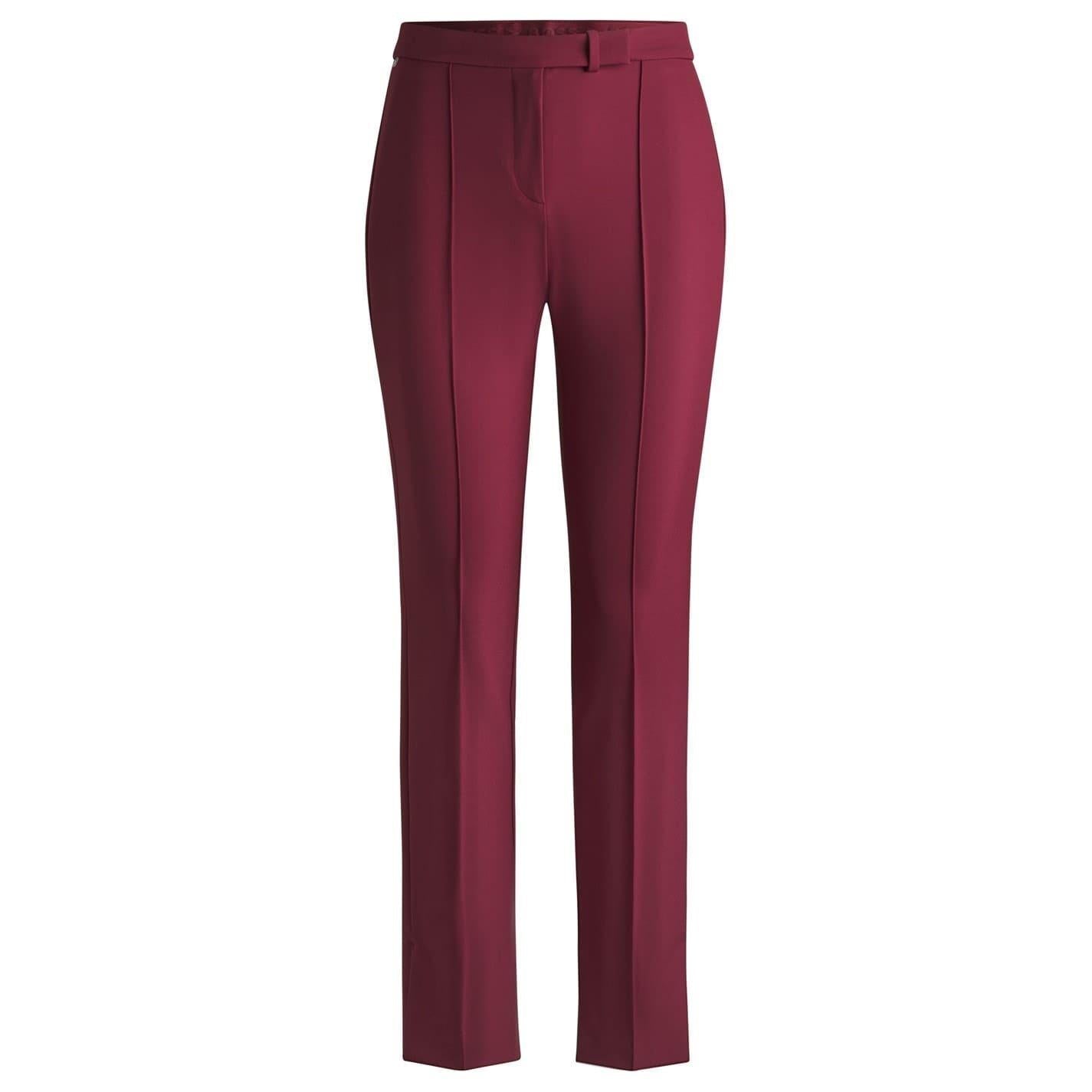 Dark Red - Front - Boss Womens-Ladies Tizena High Waist Trousers