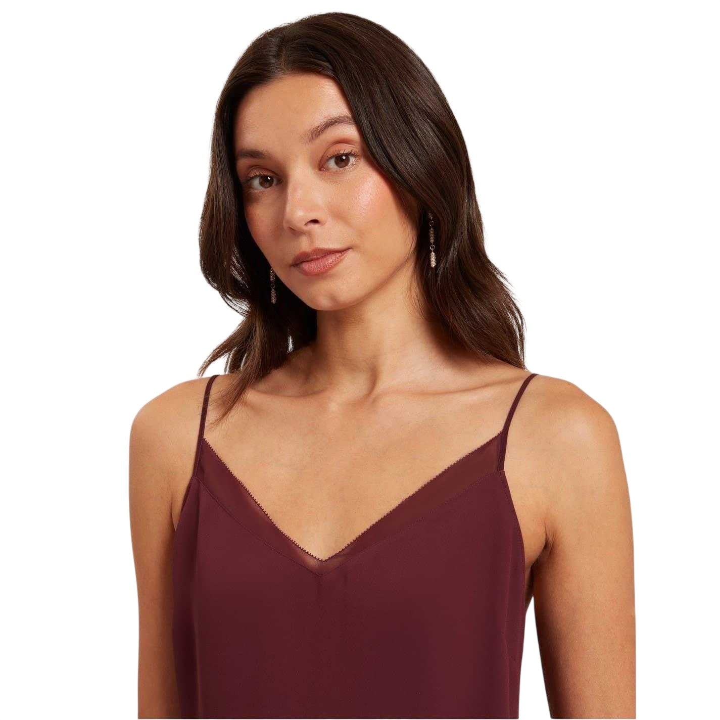 Oxblood - Side - Ted Baker Womens-Ladies Chiffon Lightweight Vest Top