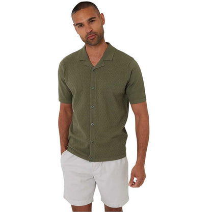Dark Sage - Front - Threadbare Mens Textured Jersey Regular Shirt