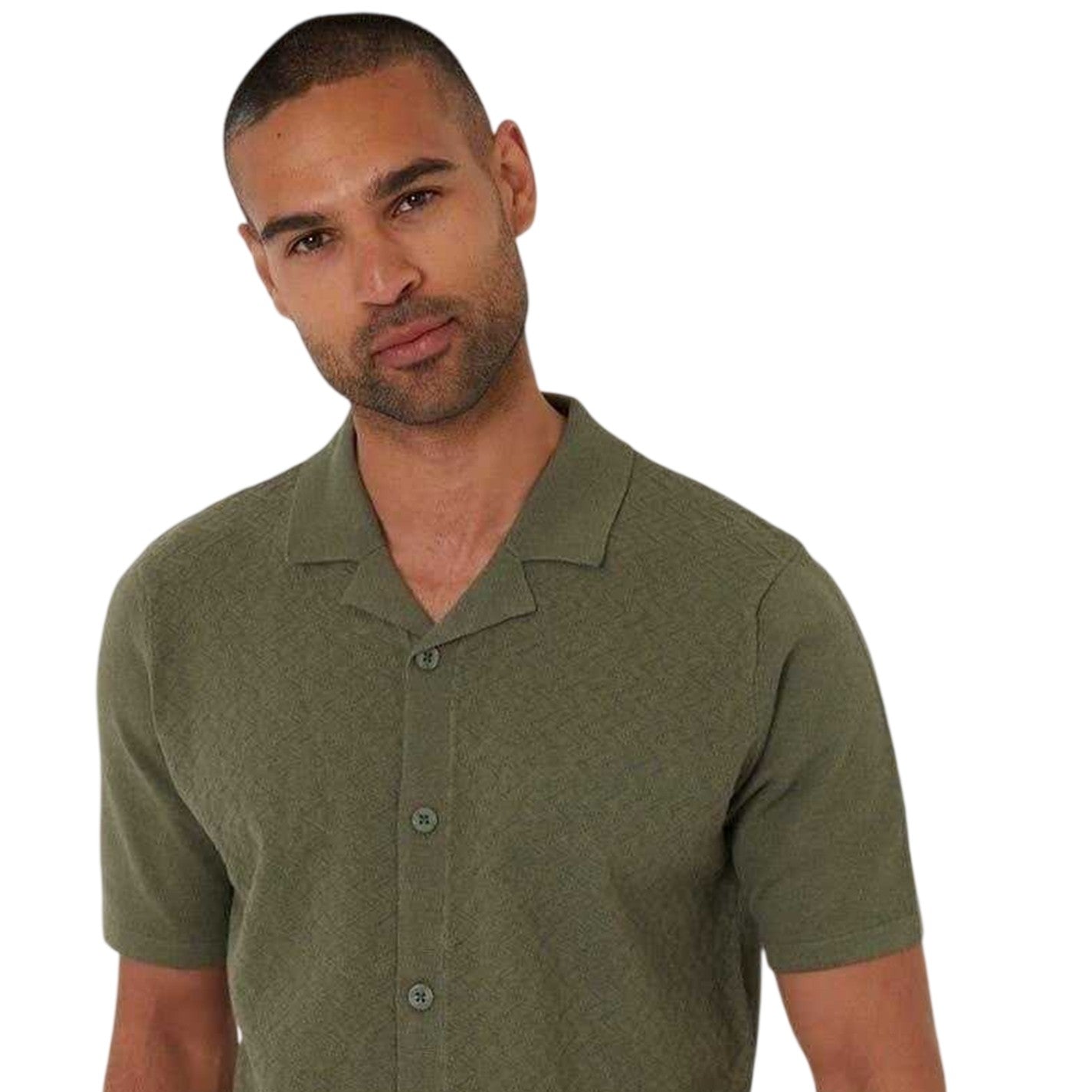 Dark Sage - Side - Threadbare Mens Textured Jersey Regular Shirt