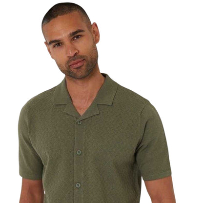 Dark Sage - Side - Threadbare Mens Textured Jersey Regular Shirt