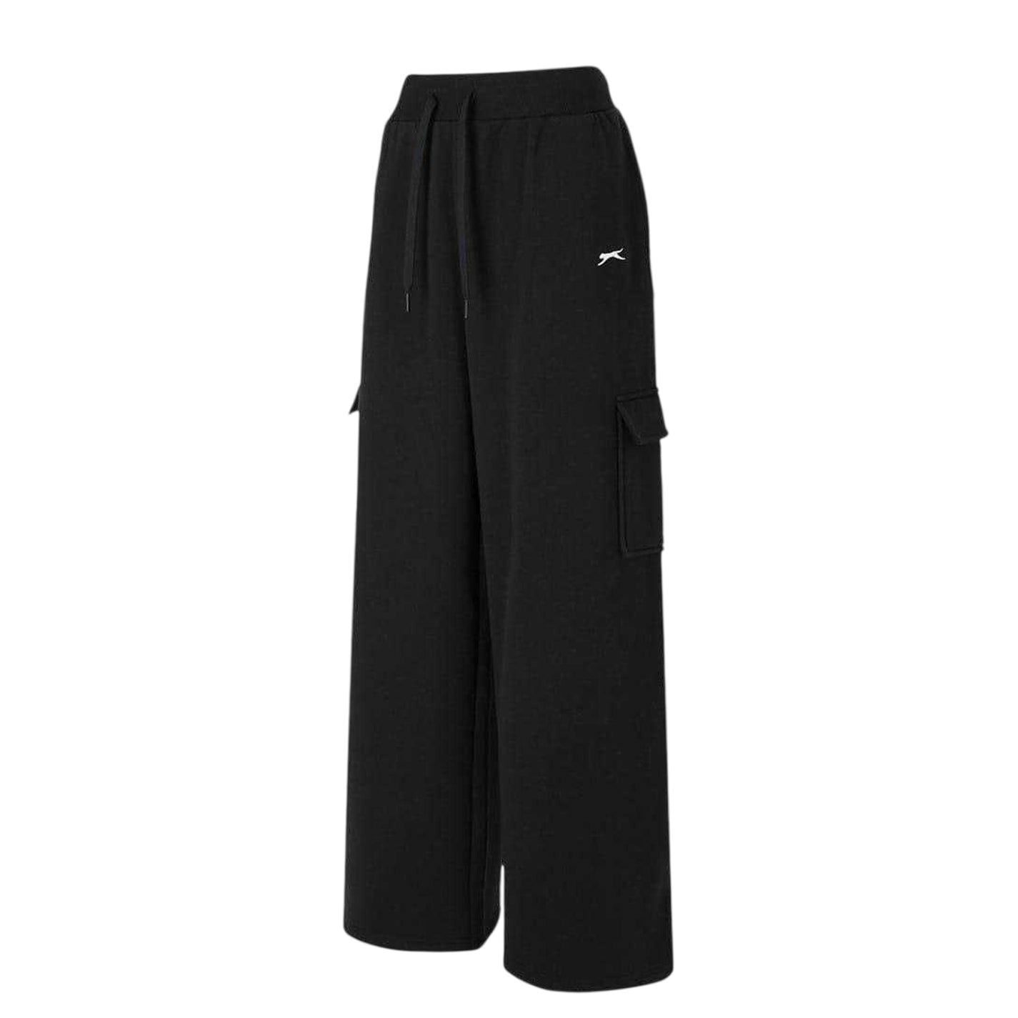 Black - Side - Slazenger Womens-Ladies Polyester Cargo Jogging Bottoms