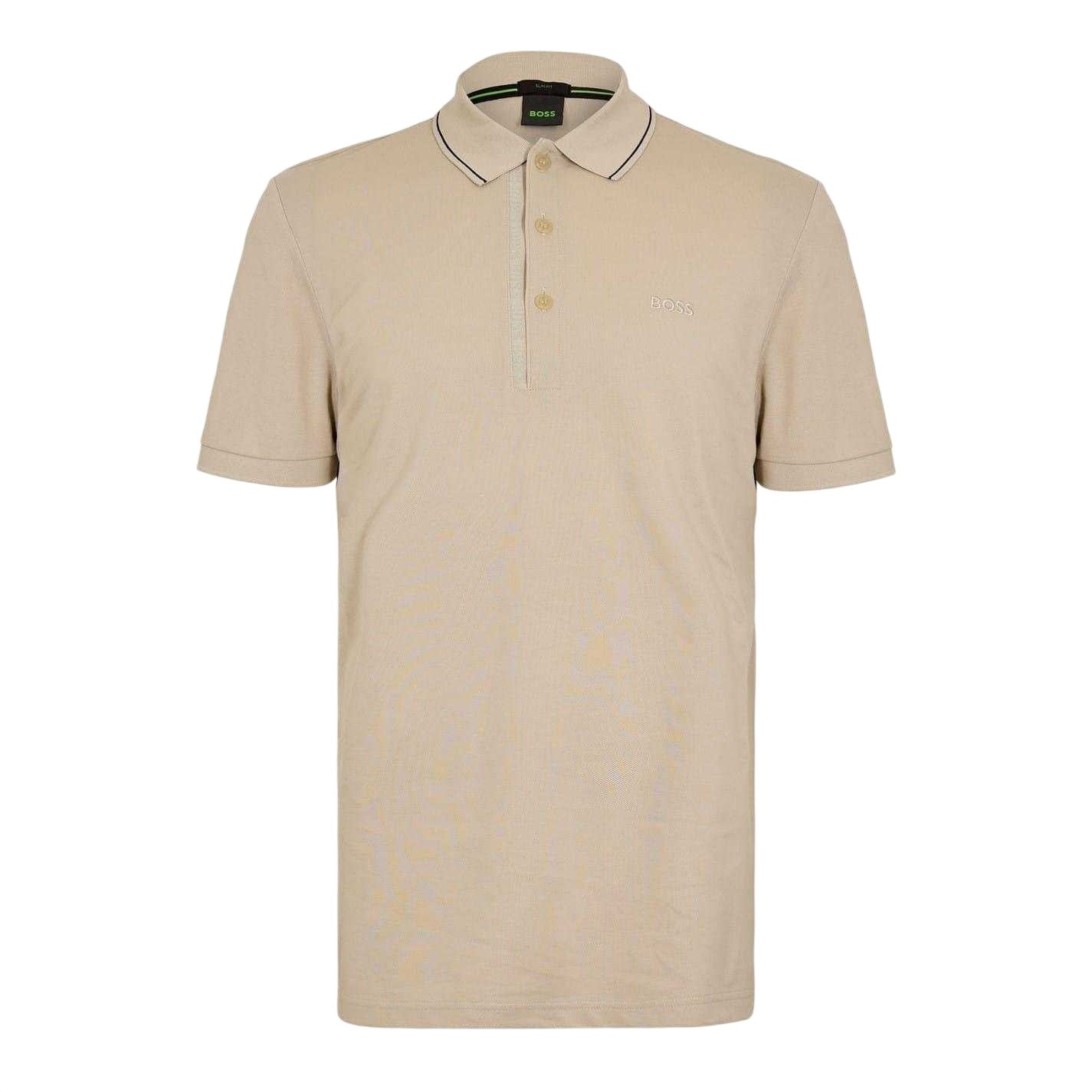 Light Beige - Front - Boss Mens Paule 4 Polo Shirt