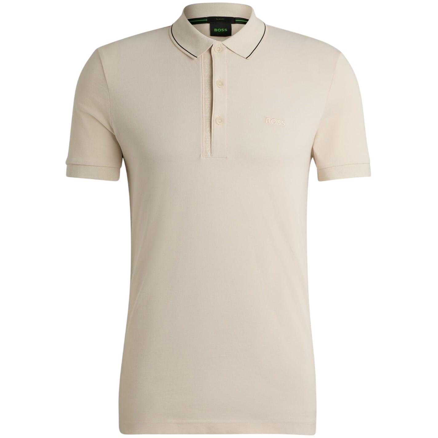 Natural - Front - Boss Mens Paule 4 Polo Shirt