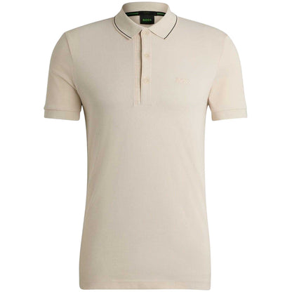 Natural - Front - Boss Mens Paule 4 Polo Shirt