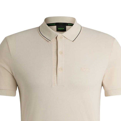Natural - Side - Boss Mens Paule 4 Polo Shirt