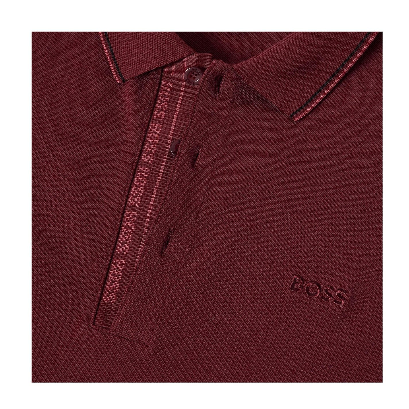 Red - Side - Boss Mens Paule 4 Polo Shirt