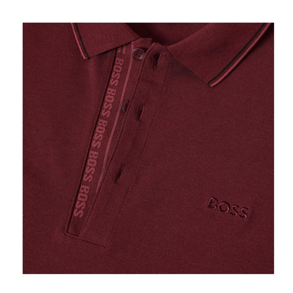 Red - Side - Boss Mens Paule 4 Polo Shirt