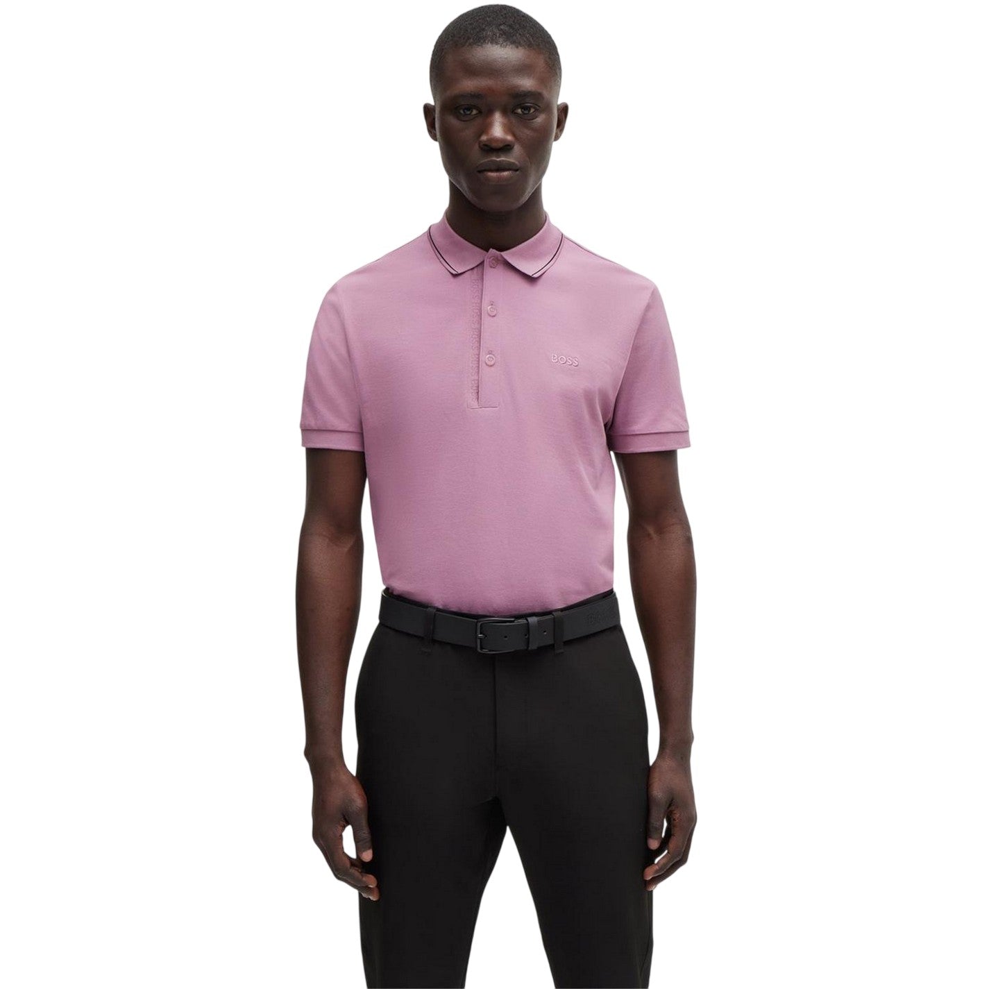 Light Purple - Side - Boss Mens Paule 4 Polo Shirt