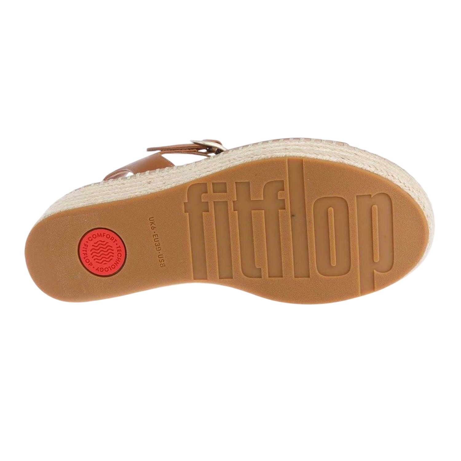 Tan - Side - FitFlop Womens-Ladies Eloise Espadrille Leather Wedge Sandals