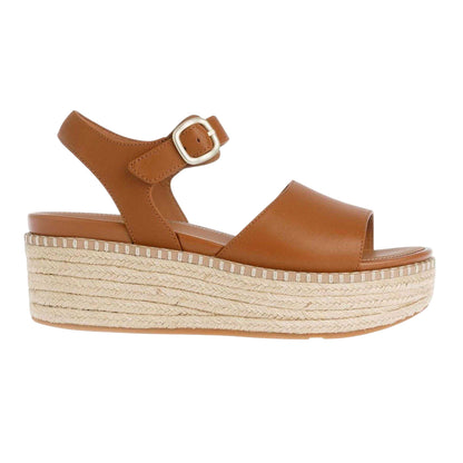 Tan - Front - FitFlop Womens-Ladies Eloise Espadrille Leather Wedge Sandals