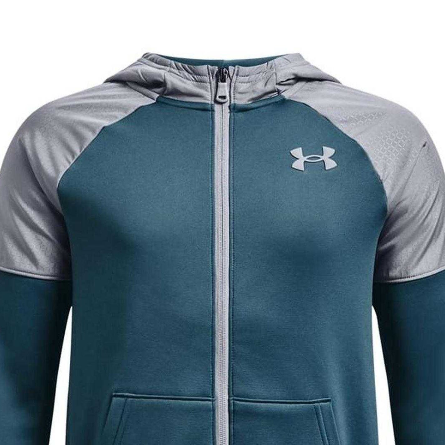 Blue - Side - Under Armour Boys Grid Fleece Hoodie